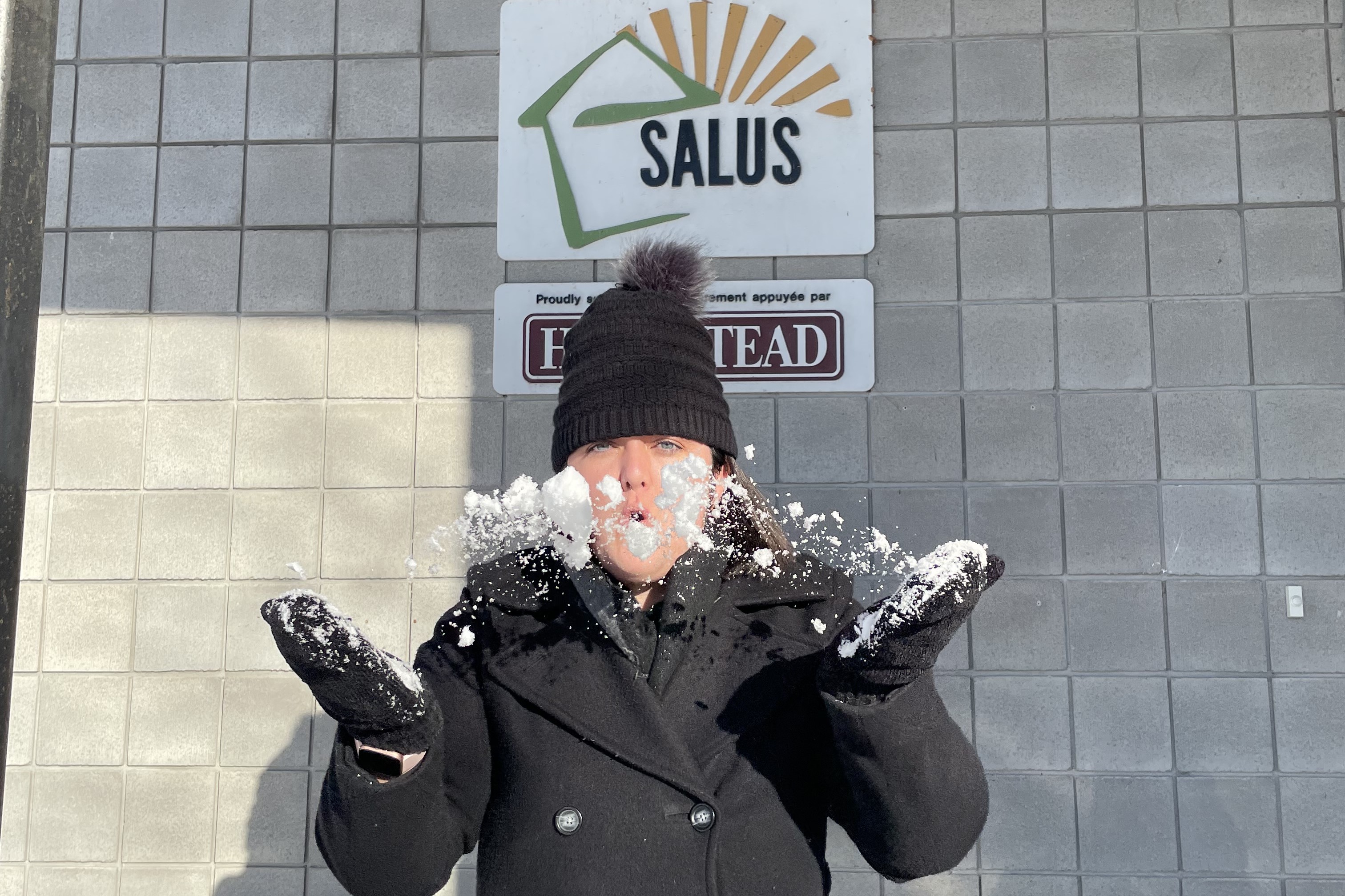 Claire playing in snow